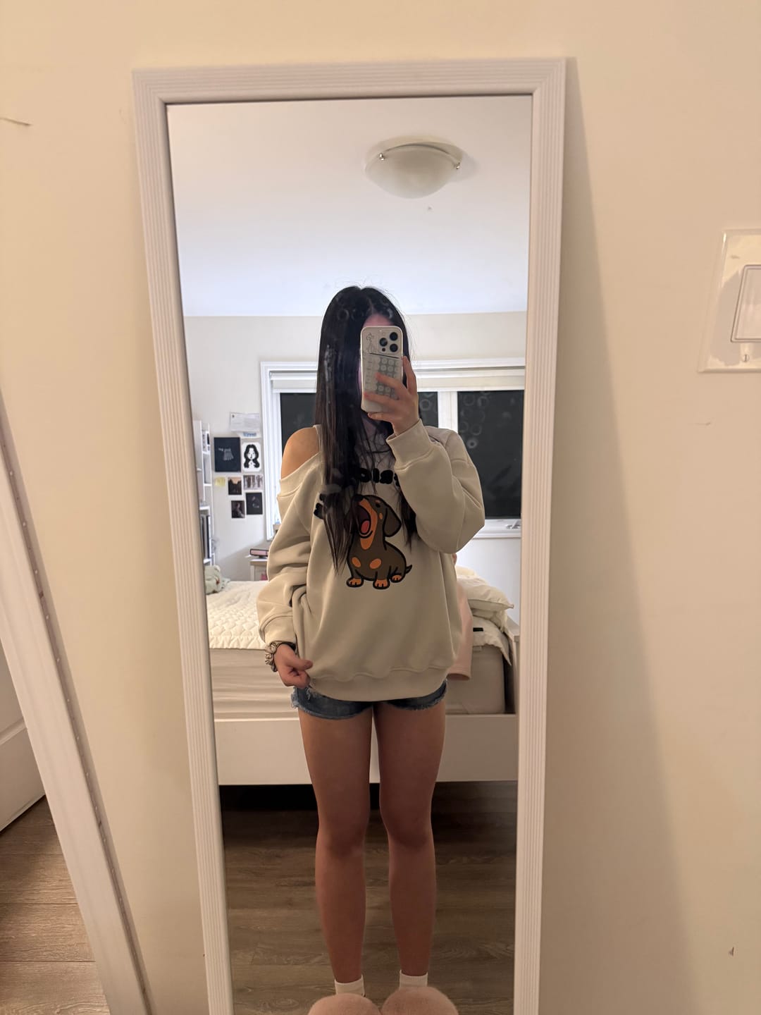 Customer photo review of Aelfric Eden Dachshund Off-The-Shoulder Sweatshirt