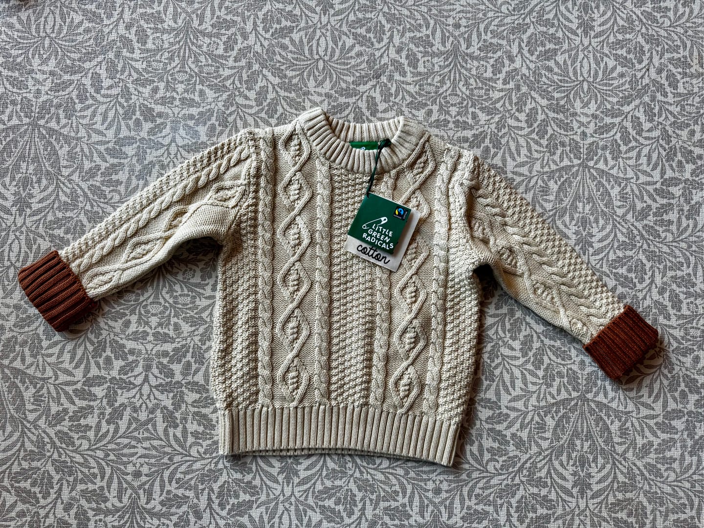 Customer photo review of From One To Another Oatmeal Aran Snuggly Knitted Jumper