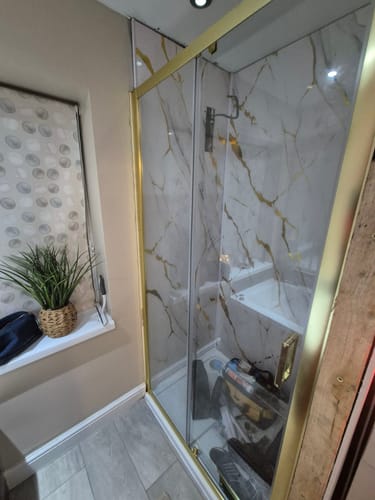 Customer photo review of Rene 1000mm Sliding Shower Door - Brushed Brass