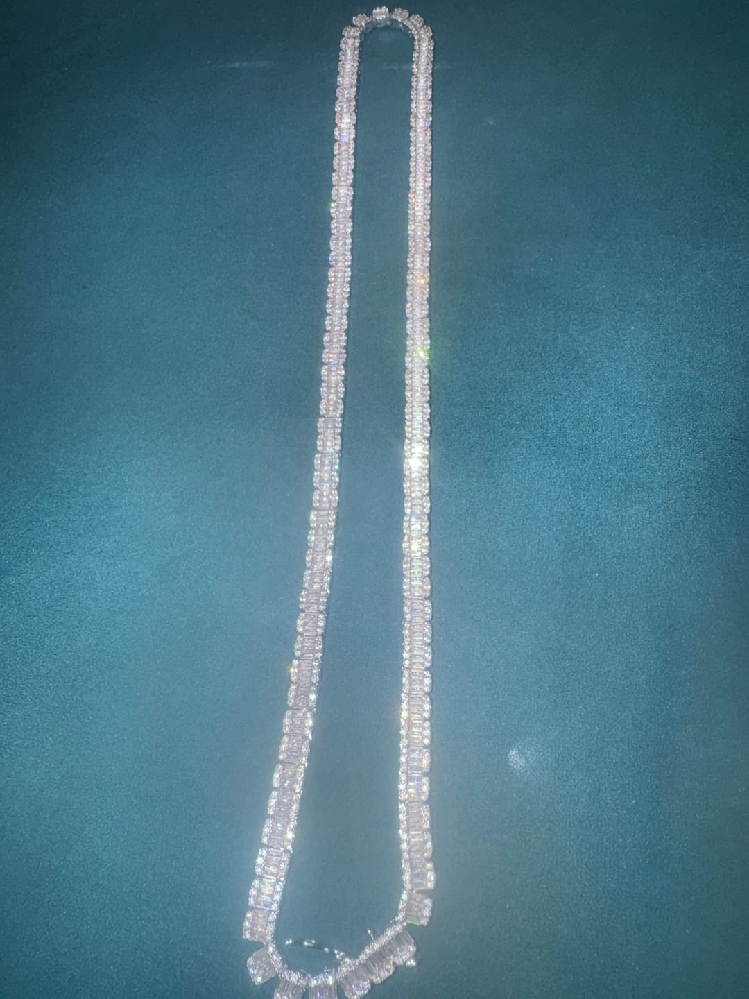 Customer photo review of 6MM Baguette Tennis Chain - White Gold