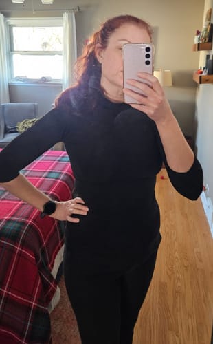 Customer photo review of NEW FIT - Bad Girl 3/4 Sleeve Top in Black - Vixen by Micheline Pitt