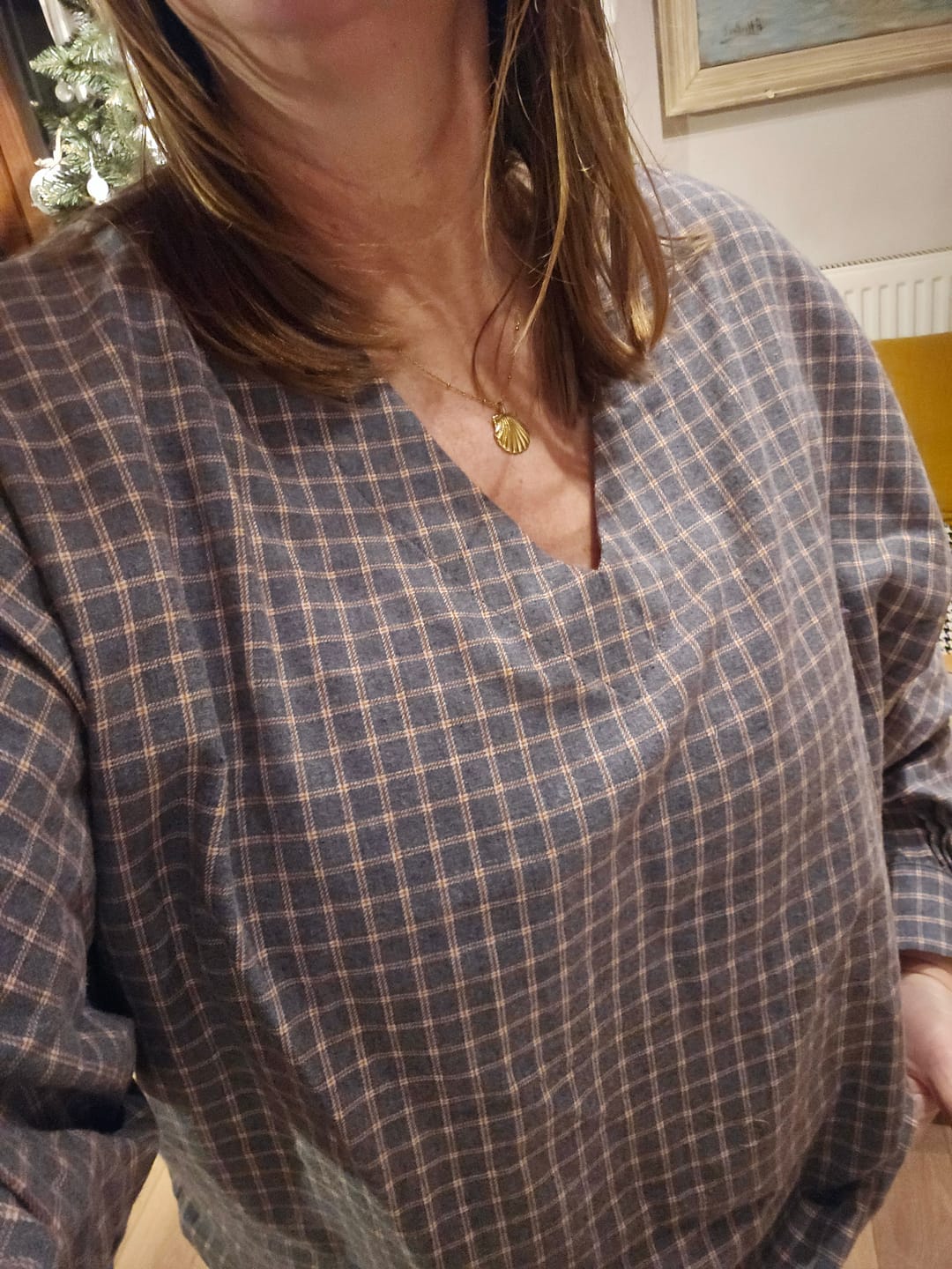 Customer photo review of Blouse  Mina – Flanelle tartan de coton acidulé