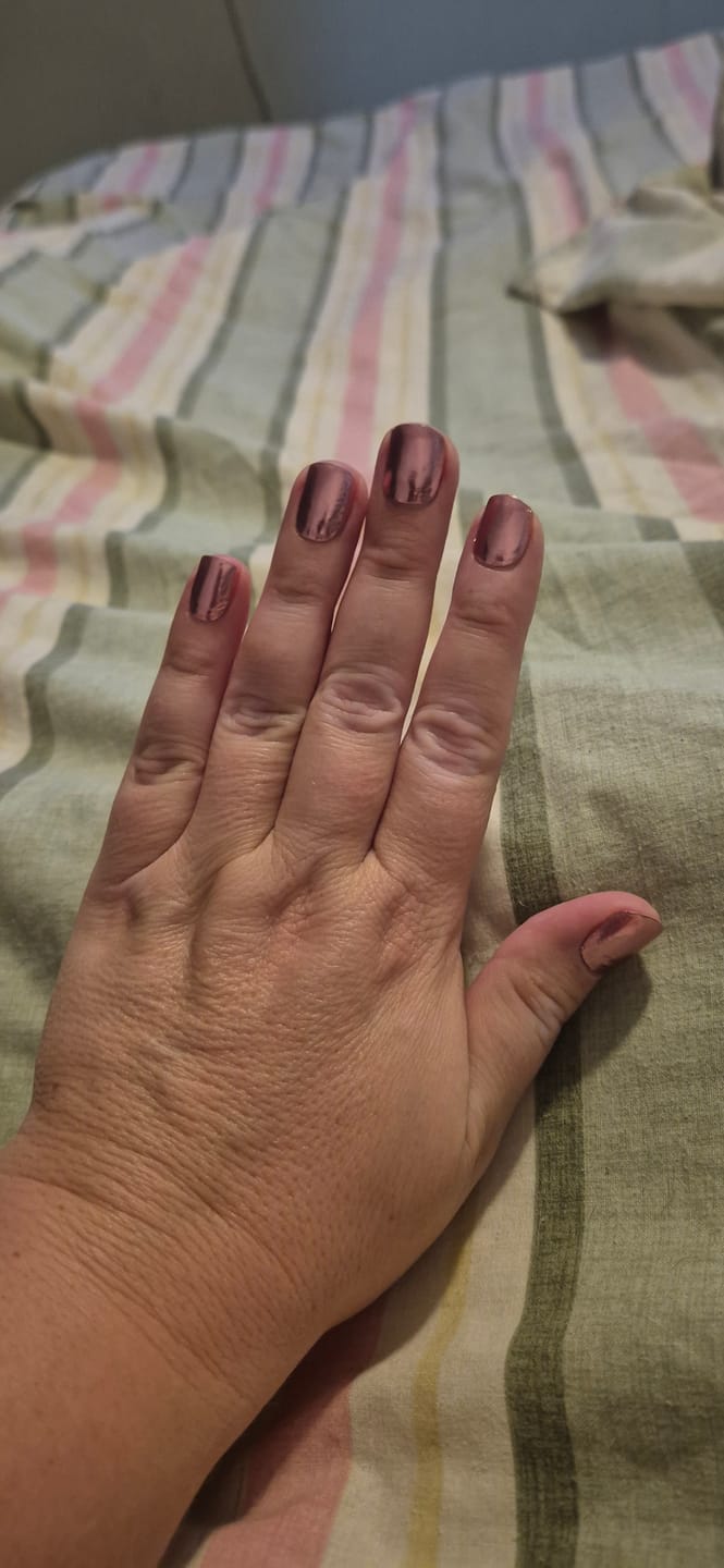 Customer photo review of Sparkling Rose Semi Cured Gel Nail Sticker Kit (Valentines)