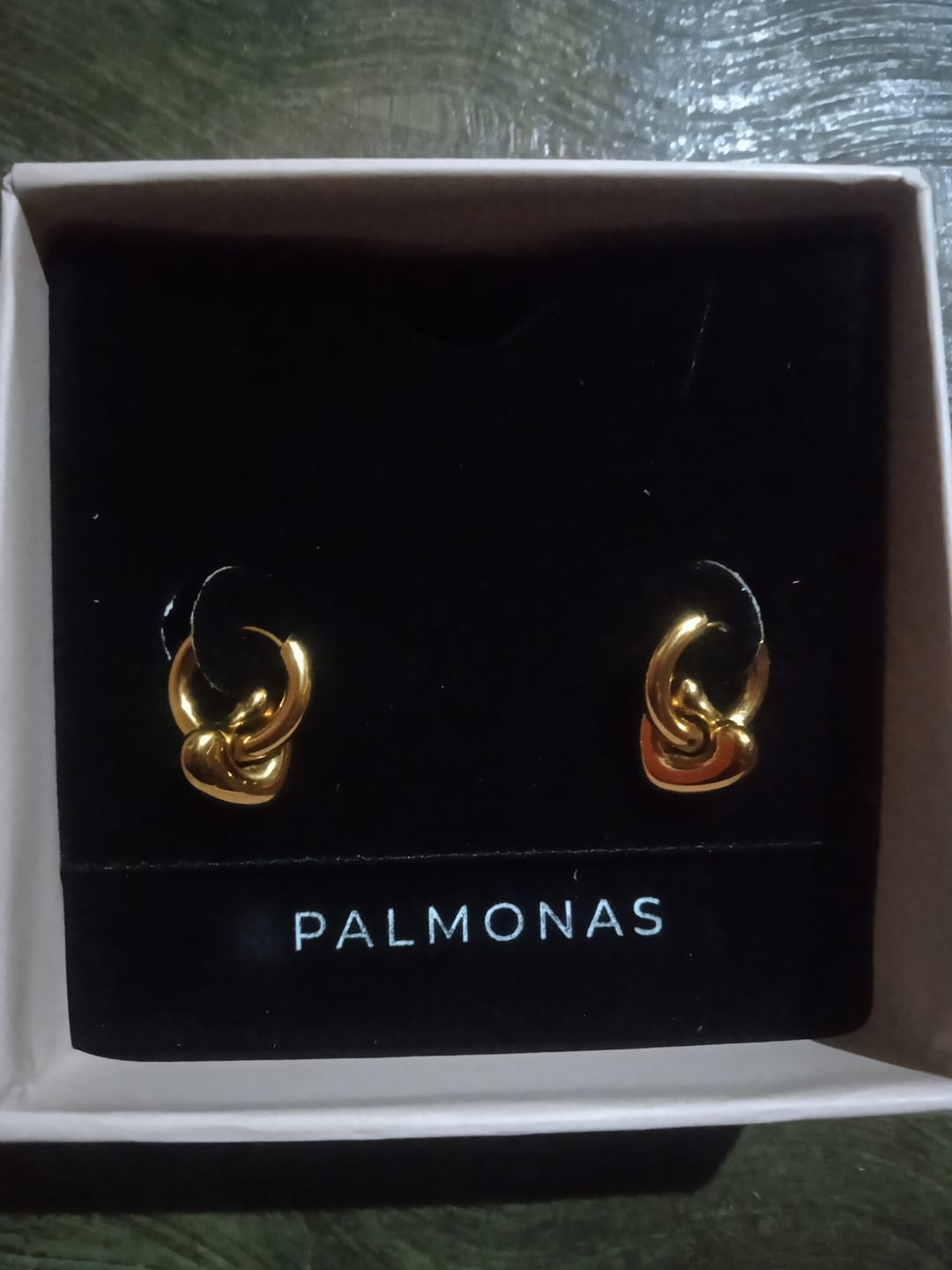 Customer photo review of Gold Heart Hoop Earrings