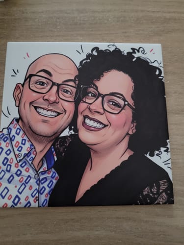 Customer photo review of Jouw Foto in Karikatuur Stijl - Gepersonaliseerde Tegel