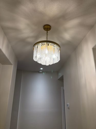 Customer photo review of Tiered Hammered Water Glass Round Semi Flush Mount