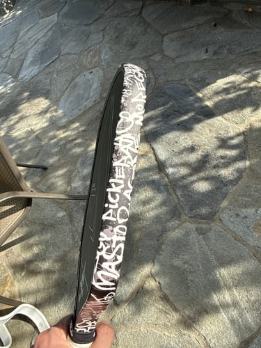 Customer photo review of White Graffiti Edge Tape (3 pack) - Pickleball Paddle Edge Tape
