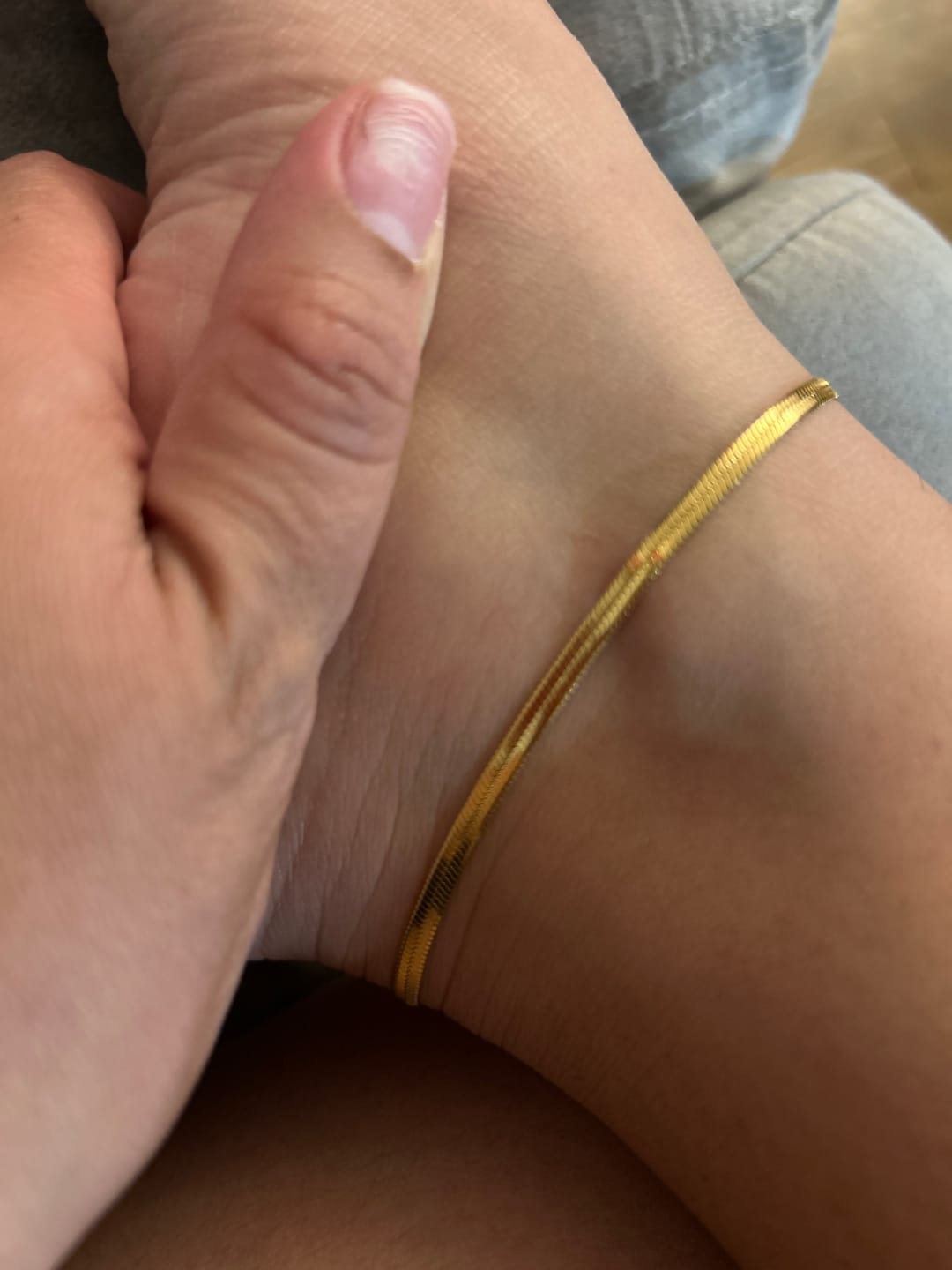 Customer photo review of Herringbone Anklet - 3mm