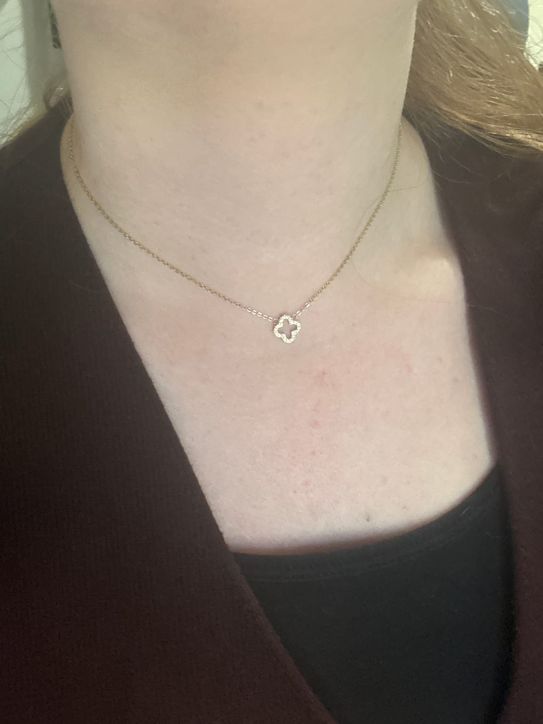Customer photo review of Pavé Clover Pendant Necklace