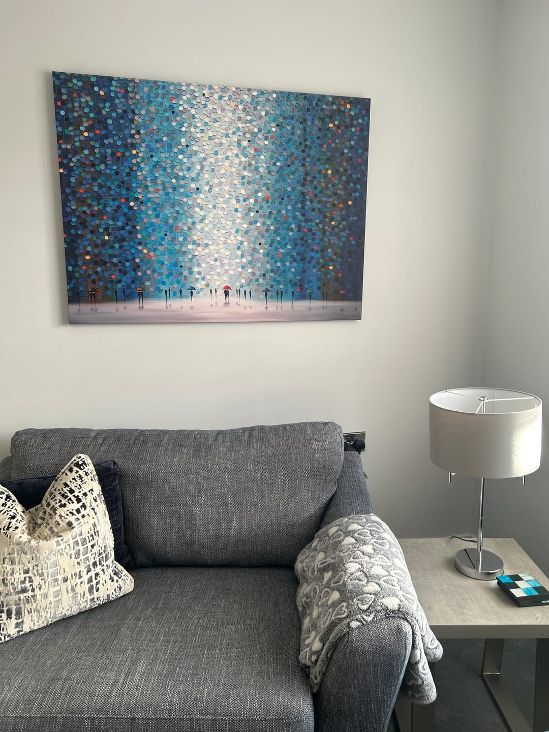 Customer photo review of Umbrellas At Night Canvas Print