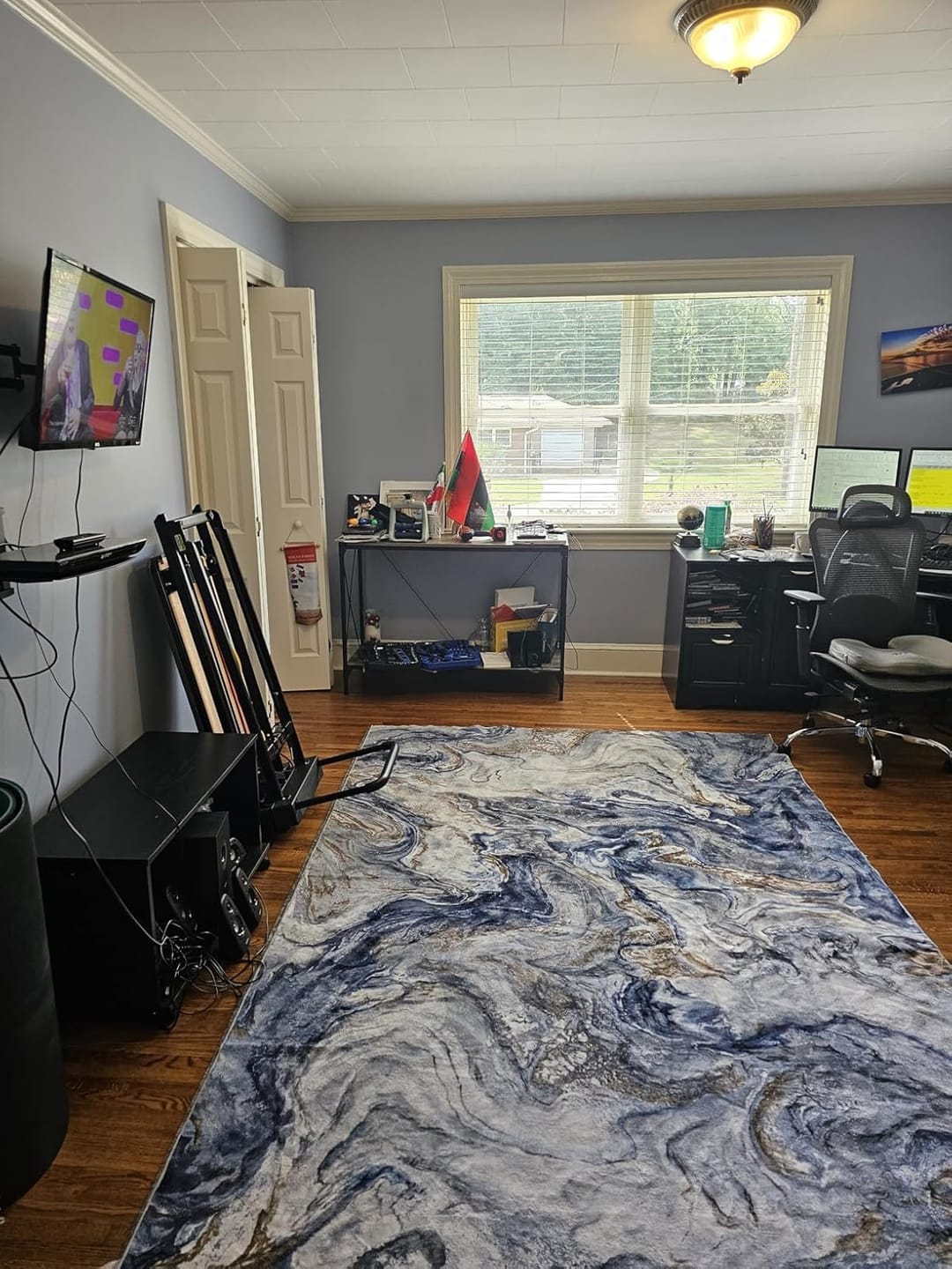 Customer photo review of Marble Washable Area Rug - Blue/Gold