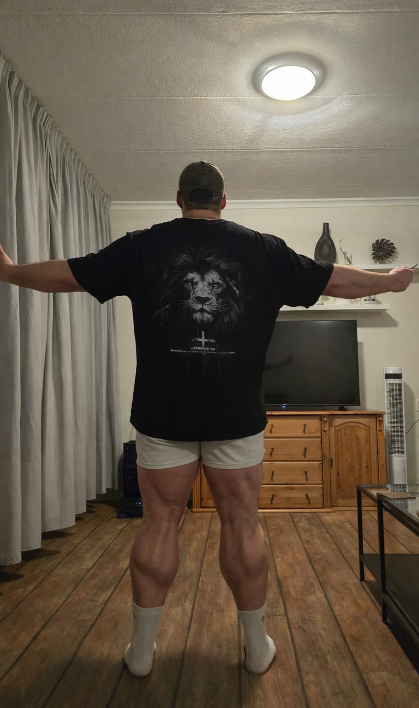 Customer photo review of Joshua 1:9 Lion Oversized T-Shirt