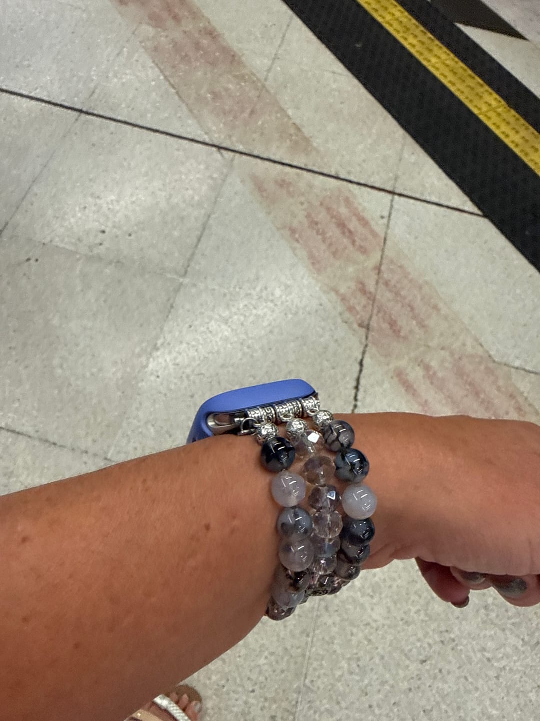 Customer photo review of Labradorite Crystal Stretch Apple Watch Strap