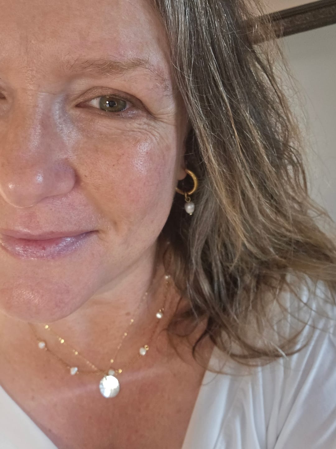 Customer photo review of Bethany Pearl Drop Hoop (Bundle)