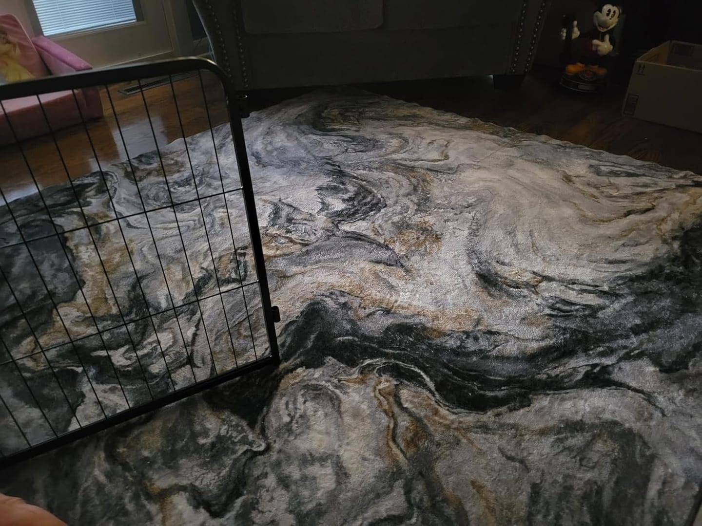 Customer photo review of Marble Washable Area Rug - Blue/Gold