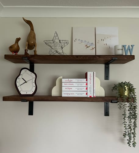 Customer photo review of Chunky Rustic Wooden Wall Shelves with Industrial Style Bracket | 22.5cm depth
