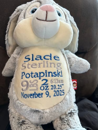 Customer photo review of Cubbies - Grey Bunny