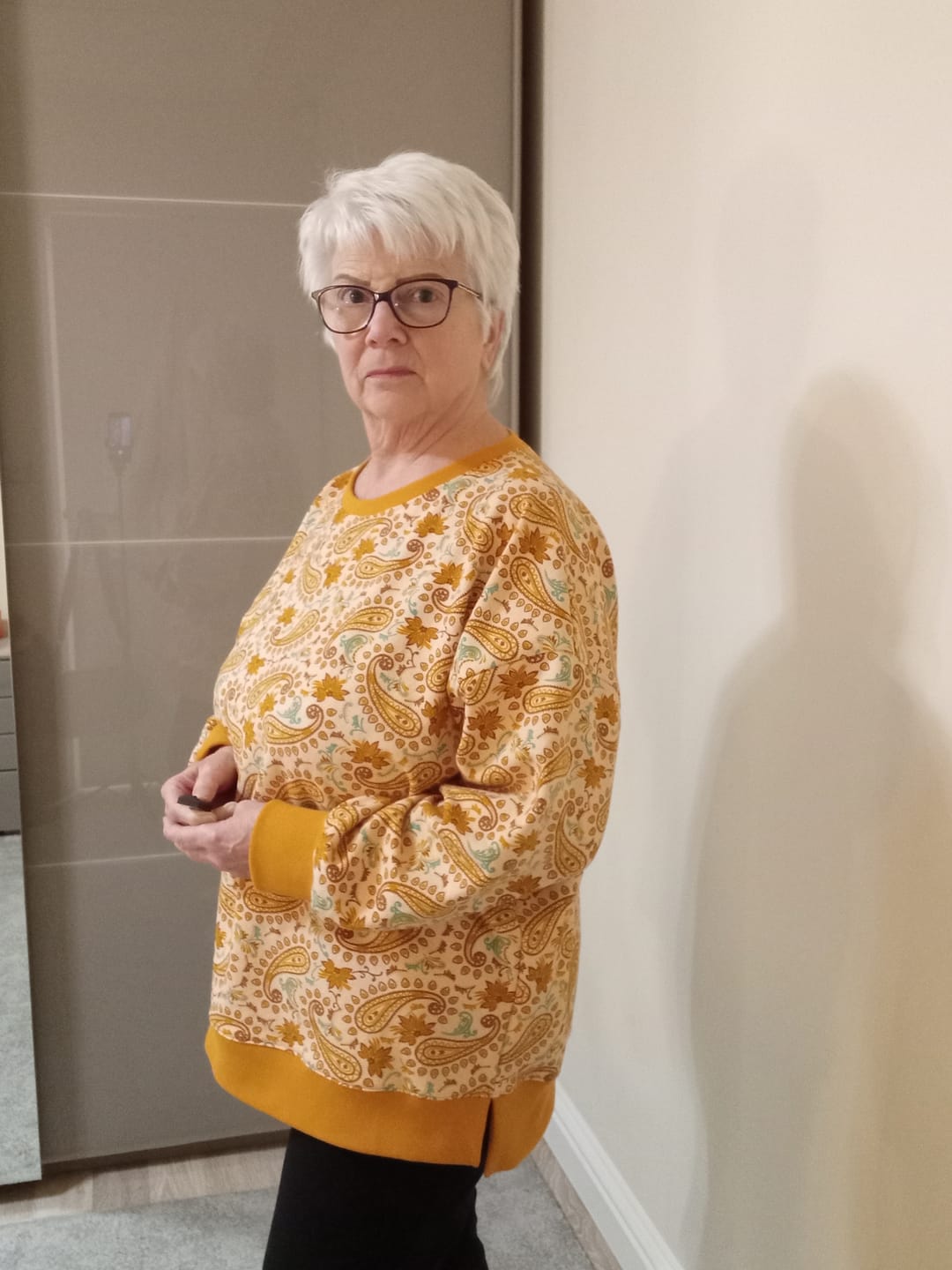 Customer photo review of Paisley and Floral on Pink Sweatshirt Fabric