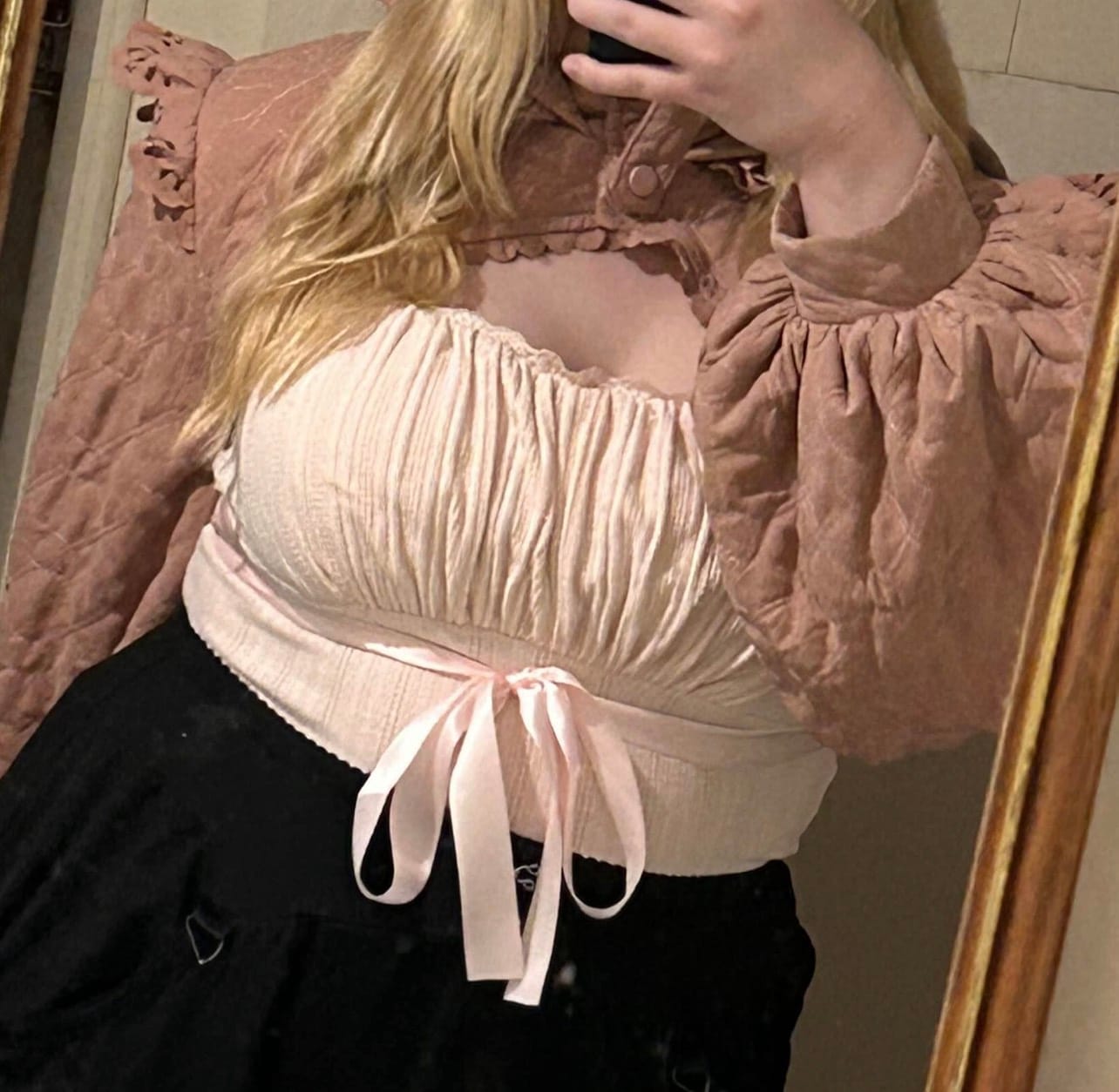 Customer photo review of My True Form Cotton Cami Top (Pink Bow)