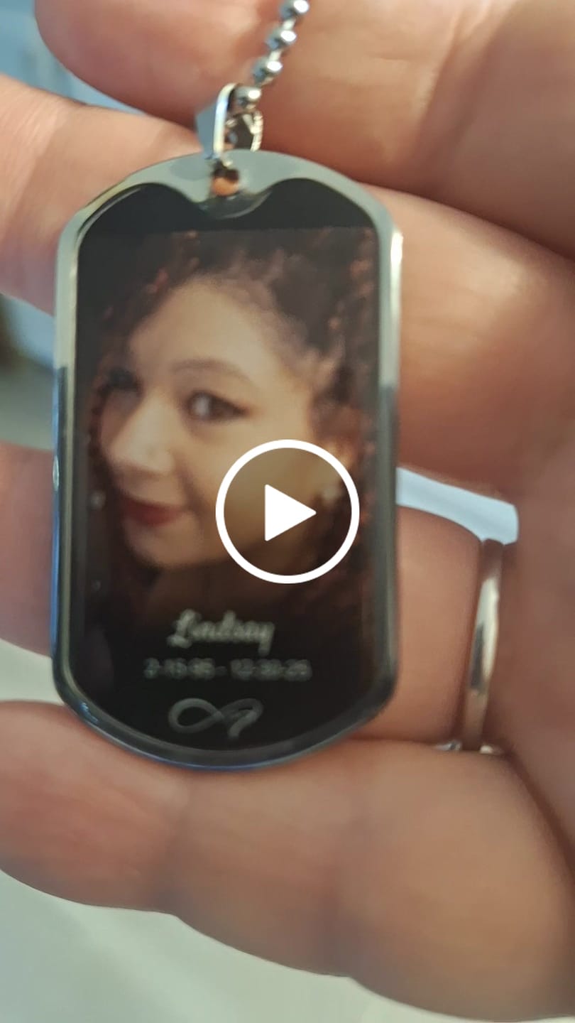 Customer video review of Custom Name Photo Dog Tag Memorial Necklace