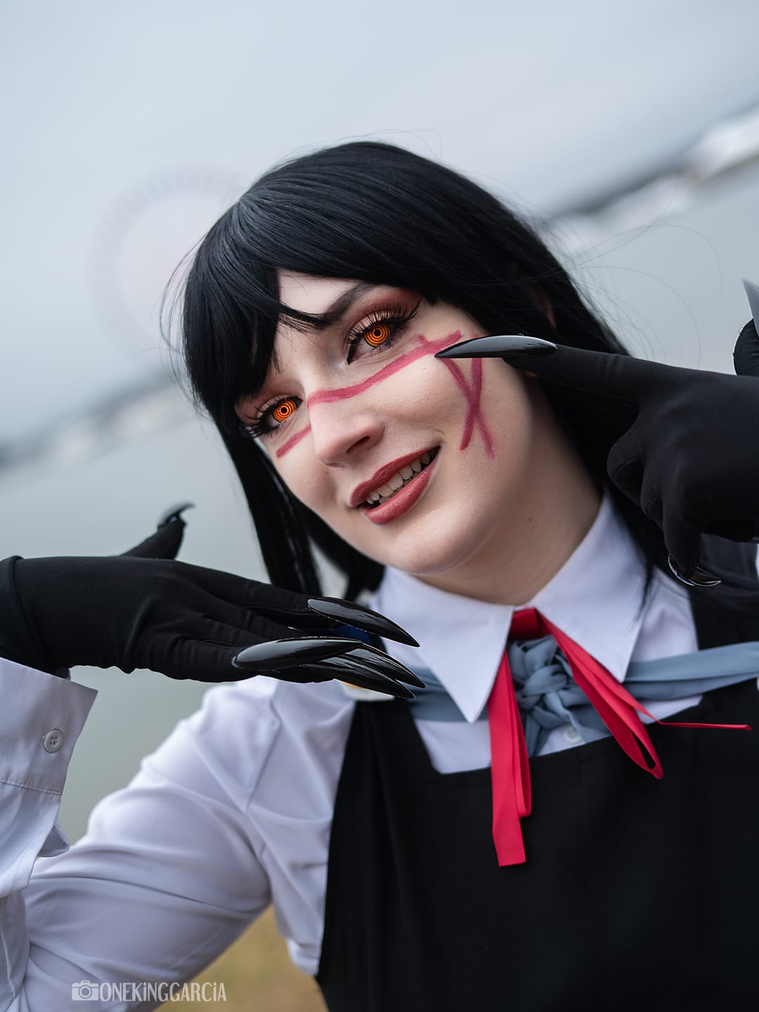 Customer photo review of Cosplay Circle Line Red Yellow Colored Contact Lenses