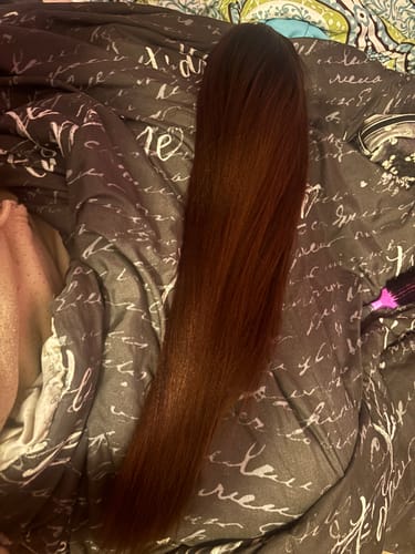 Customer photo review of CurlyMe 3 In 1 Half Wig Black to Chestnut Brown Ombre Yaki Straight Glueless Install Half Wig Beginner Friendly