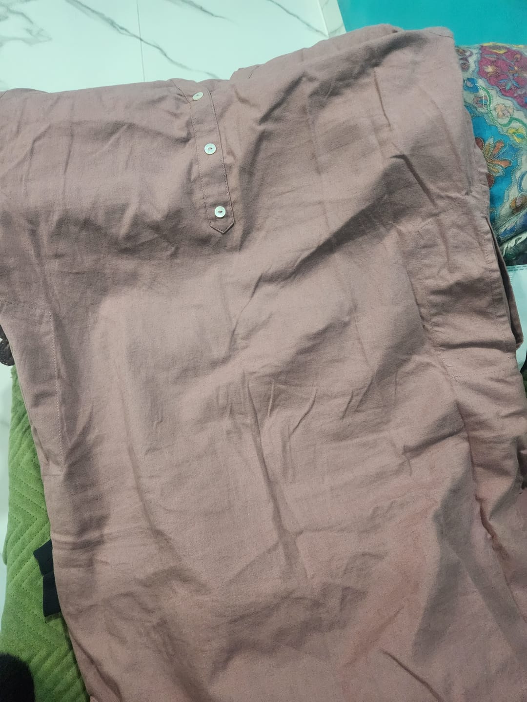 Customer photo review of Women Rose Taupe Airy Linen Long Kurta