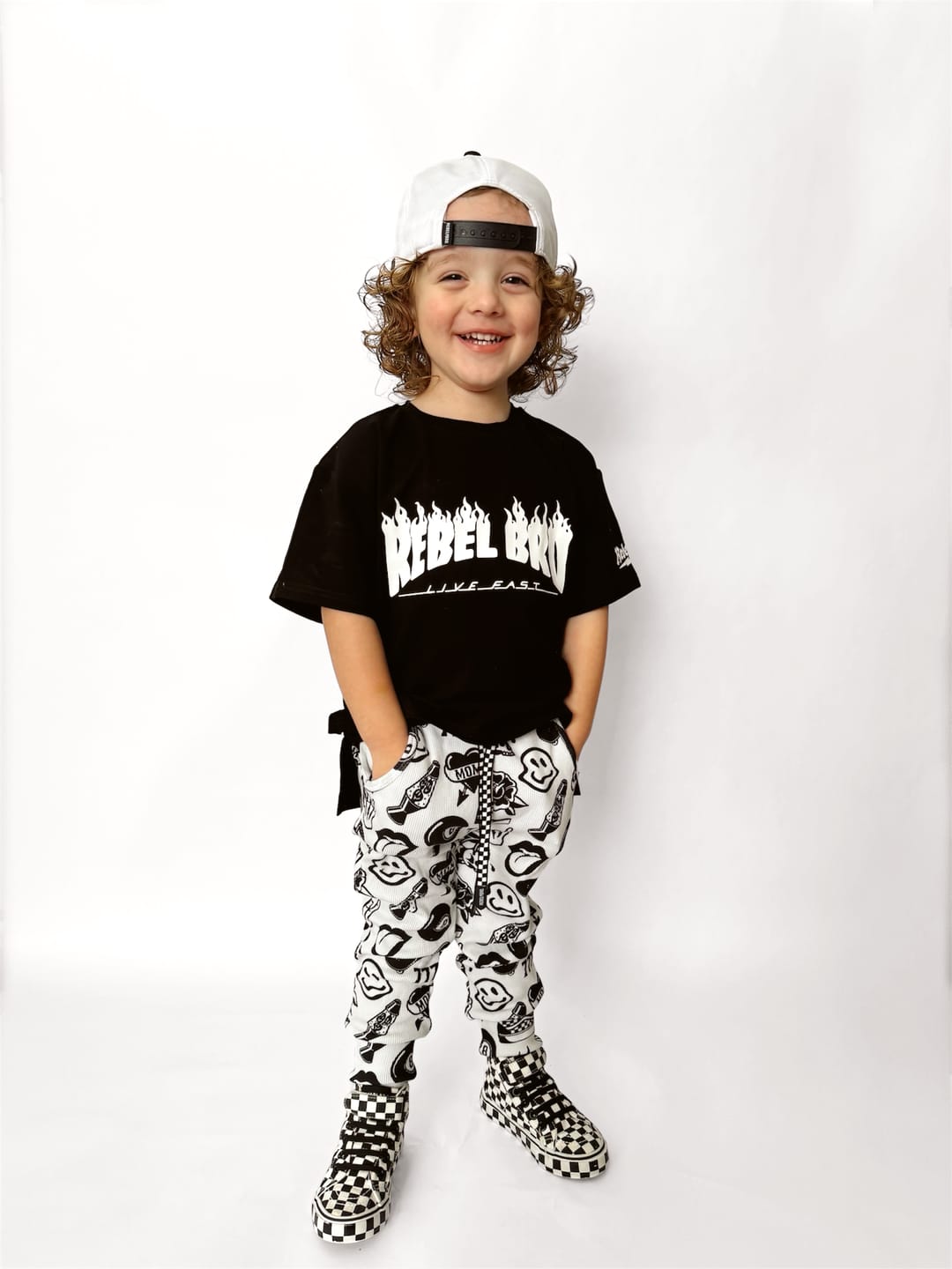Customer photo review of Short Sleeve Tee in Rebel Bro x Live Fast Flames