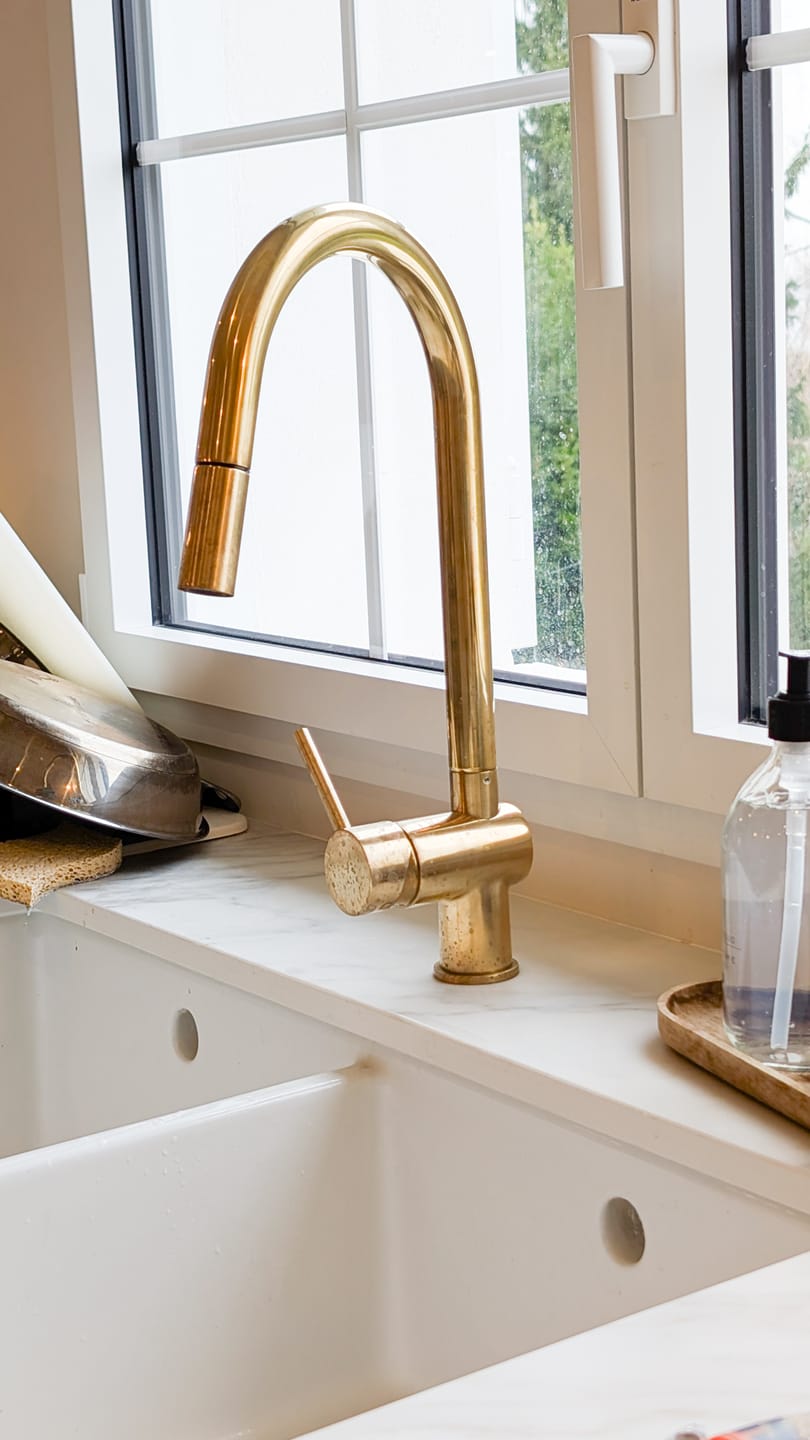 Customer photo review of Solid Brass Pull Down Kitchen Faucet, Single Hole Kitchen Faucet
