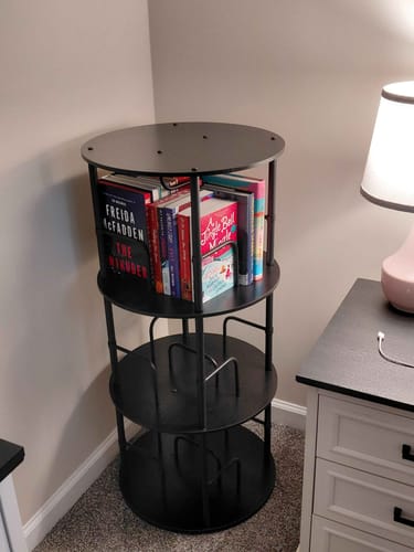 Customer photo review of Flycity 3-5 Tier Black Rotating Bookshelf with 360° Spinning Display