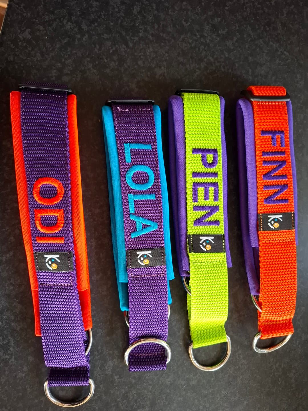Customer photo review of Neoprene Half-Check Dog Collar with Name - XL | 4Kyon