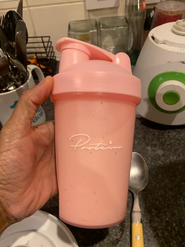 Customer photo review of Pink Protein Shaker 13.5 oz