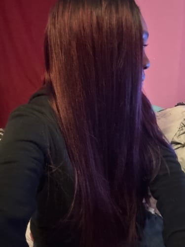 Customer photo review of CurlyMe 3 In 1 Half Wig Black to Chestnut Brown Ombre Yaki Straight Glueless Install Half Wig Beginner Friendly