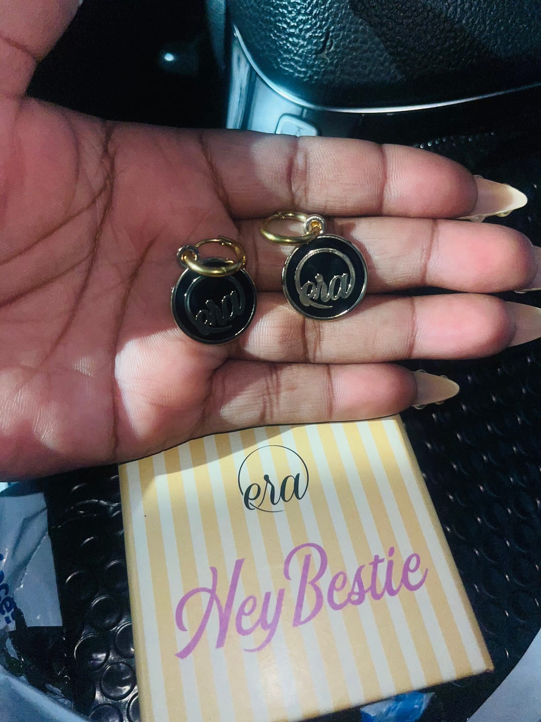 Customer photo review of Gold Diva Drop Earrings