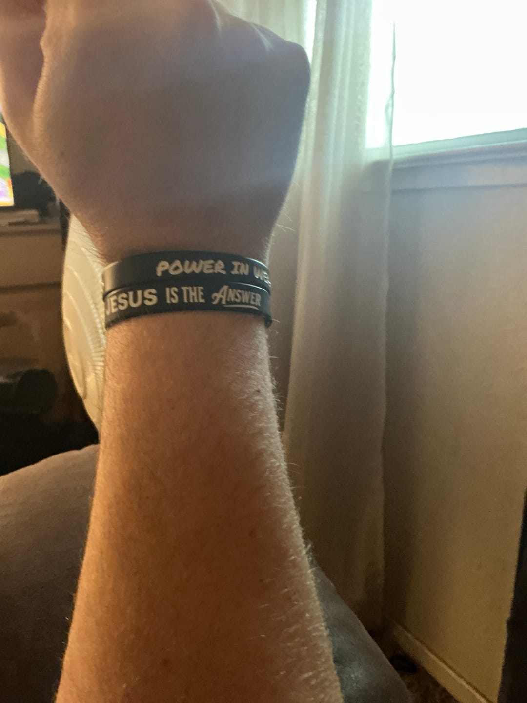 Customer photo review of Jesus Is The Answer Wristband