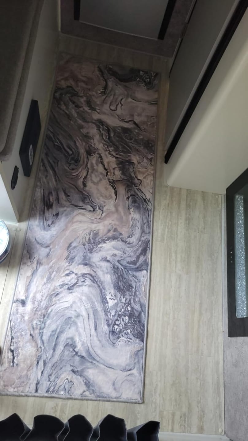 Customer photo review of Marble Washable Area Rug Runner - Blue/Gold