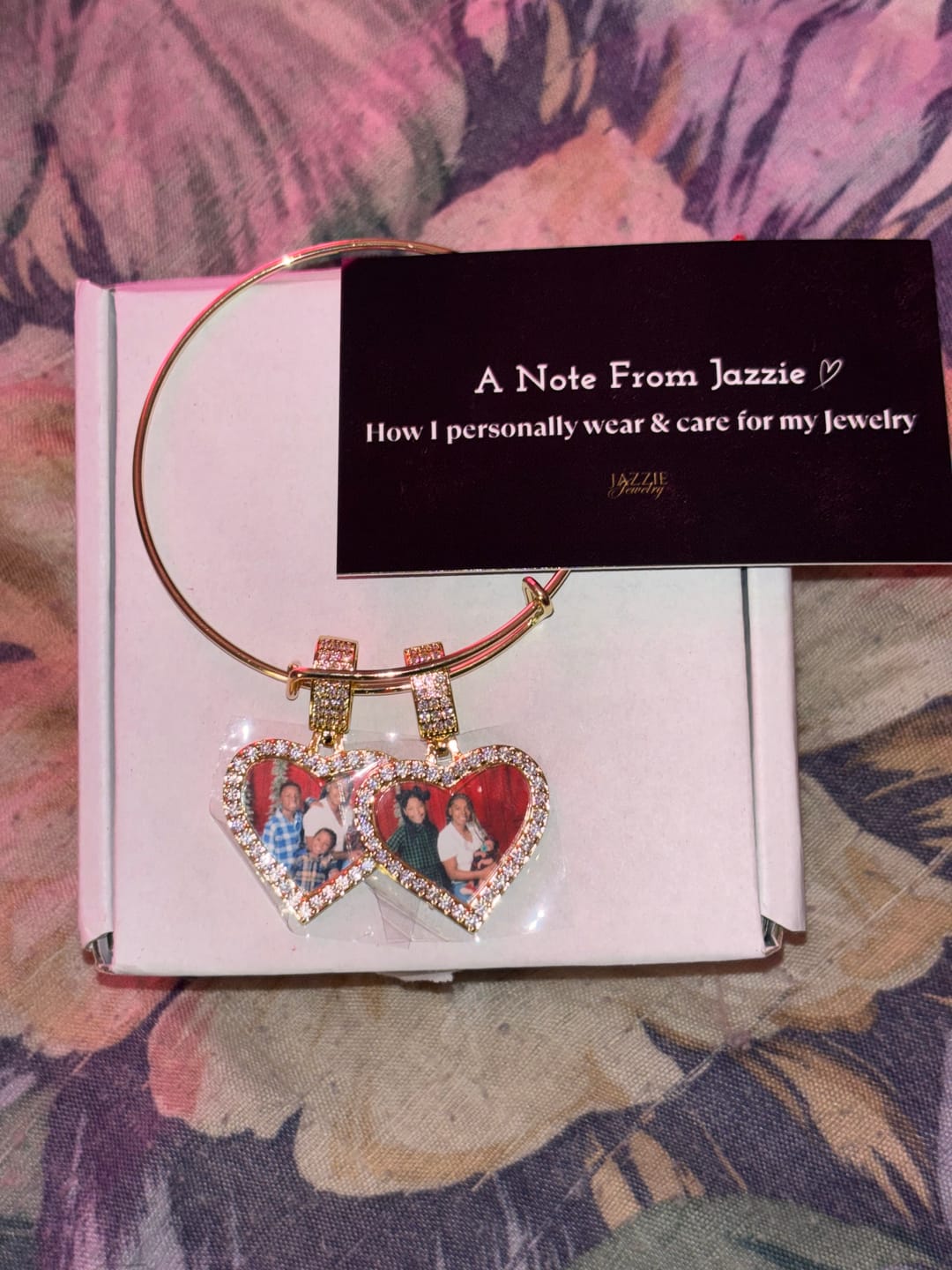Customer photo review of Hearts Photo Bangle Bracelet