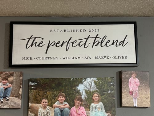 Customer photo review of The Perfect Blend Personalized Family Name Sign
