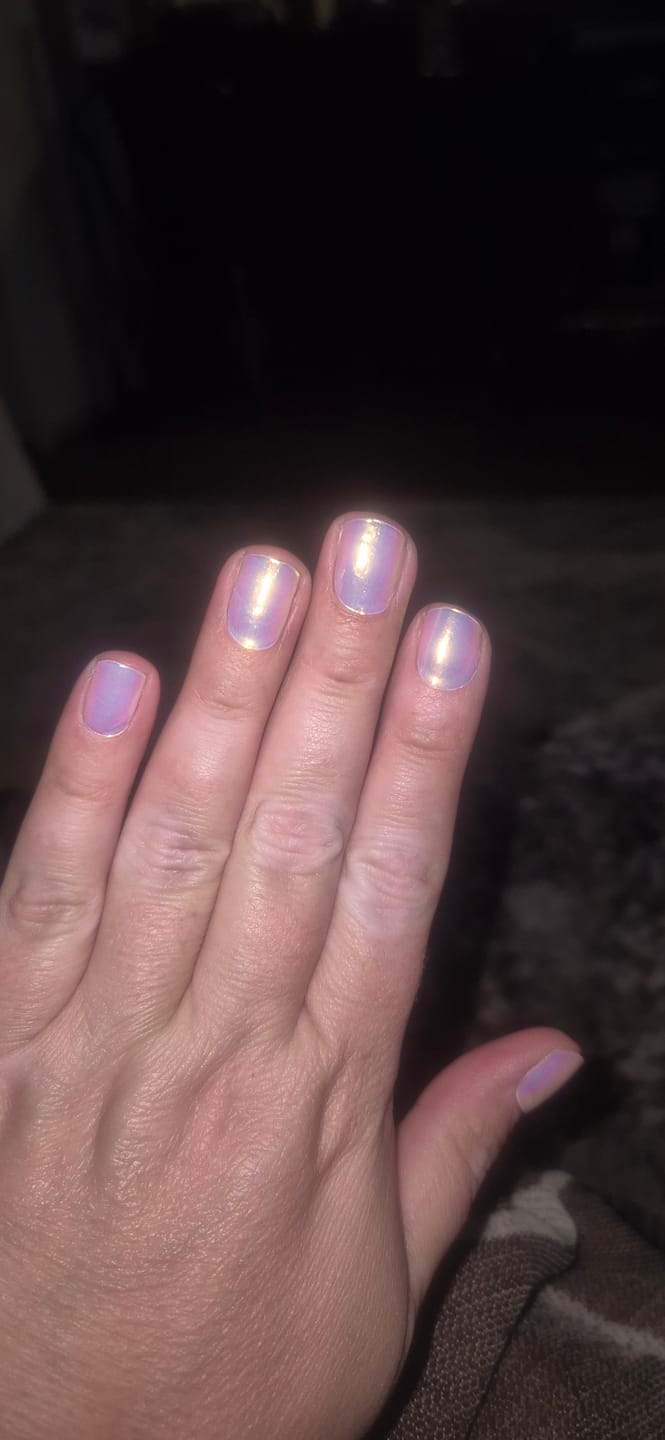 Customer photo review of Purple Pearlescent Semi Cured Gel Nails Sticker Kit