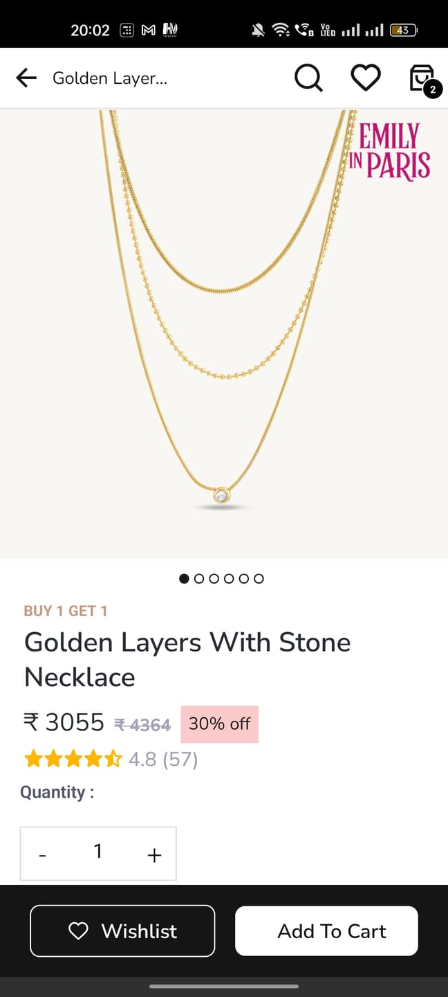 Customer photo review of Golden Layers With Stone Necklace