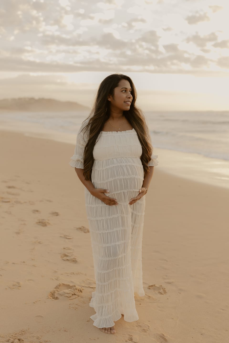 Customer photo review of Mariana Sheer Maternity Photoshoot  Dress in White