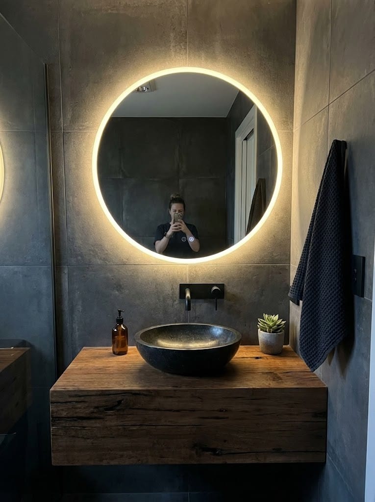Customer photo review of Miroir Rond Salle De Bain Led Antibuée 50x50 Genéve – Bellori