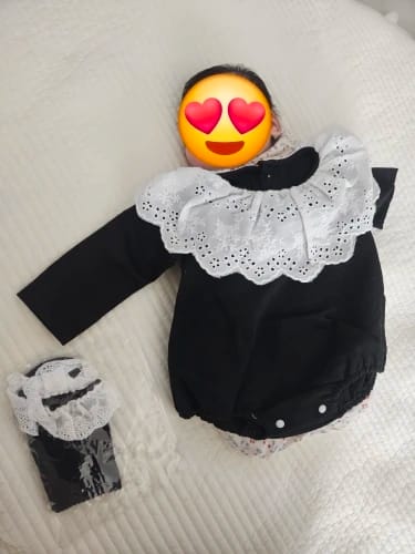 Customer photo review of Lace Collar  Romper with Socks Set