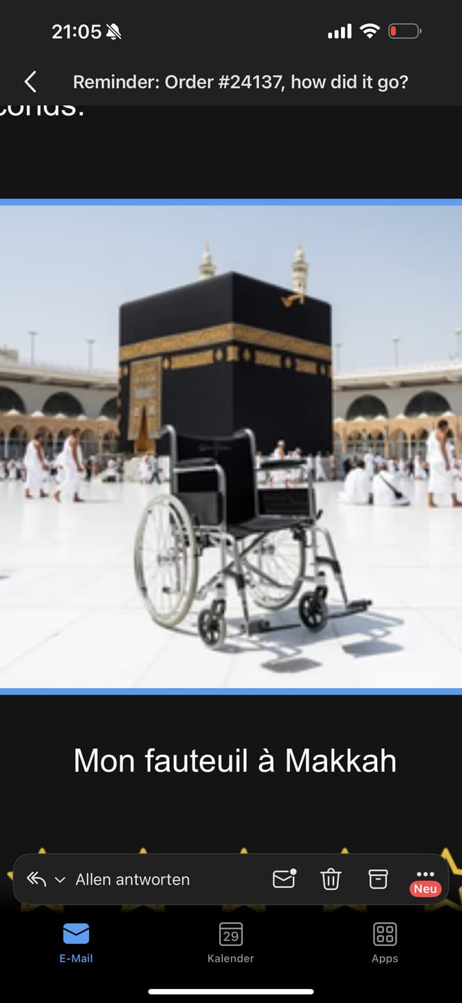 Customer photo review of Mon fauteuil à Makkah