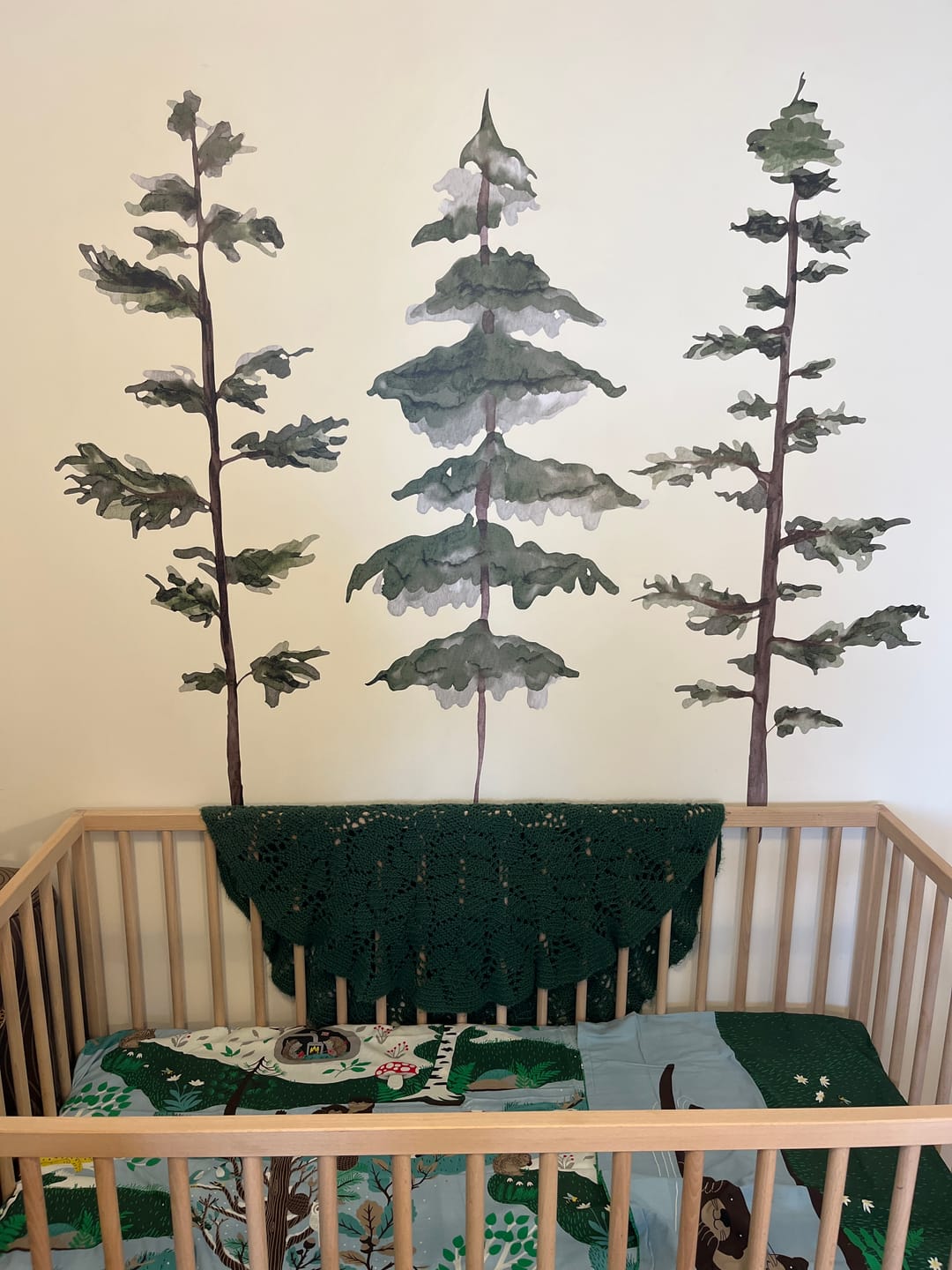 Customer photo review of Large Watercolor Pine Tree Removable Wall Decal