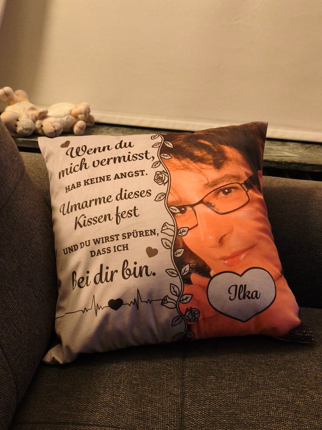 Customer photo review of Wenn du mich vermisst - Personalisiertes Kissen