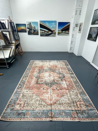 Customer photo review of Distressed Vintage Cezanne Terracotta Sky Area in Multicolor Rug