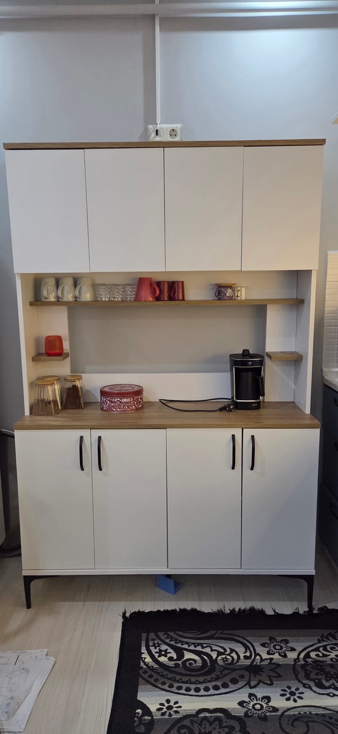 Customer photo review of Rani JE176 Çok Amaçlı Dolap 8 Kapaklı Kiler Mutfak Dolabı Sepet Ceviz - Beyaz