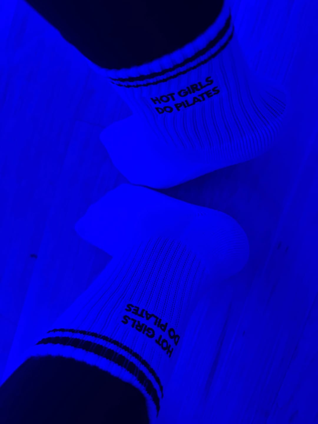 Customer photo review of Hot Girls Do PILATES Socks - White/Black