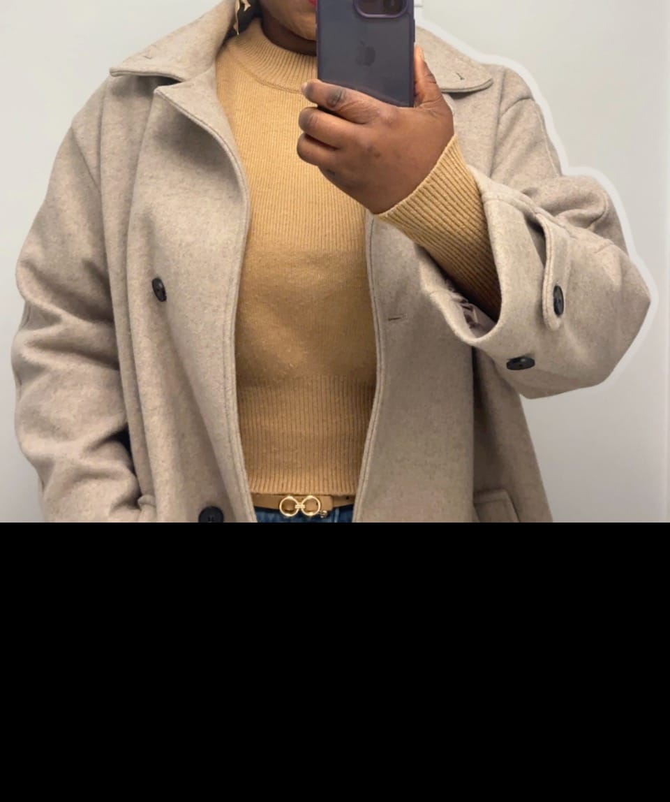 Customer photo review of Felly Faux Wool Coat with Belt
